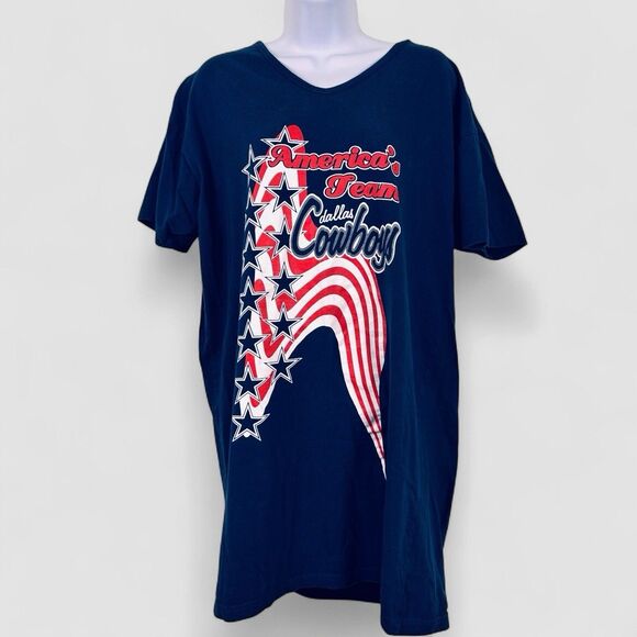 NFL For Her Womens Dallas Cowboys Blue 100% Cotton Oversize Grunge Retro T Shirt - Picture 1 of 5